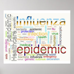 Póster texto relacionado de la gripe de la gripe