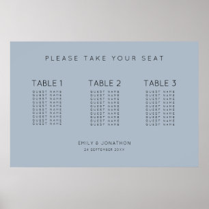 Póster Texto simple 30 personas 3 mesas Cuadro de asiento