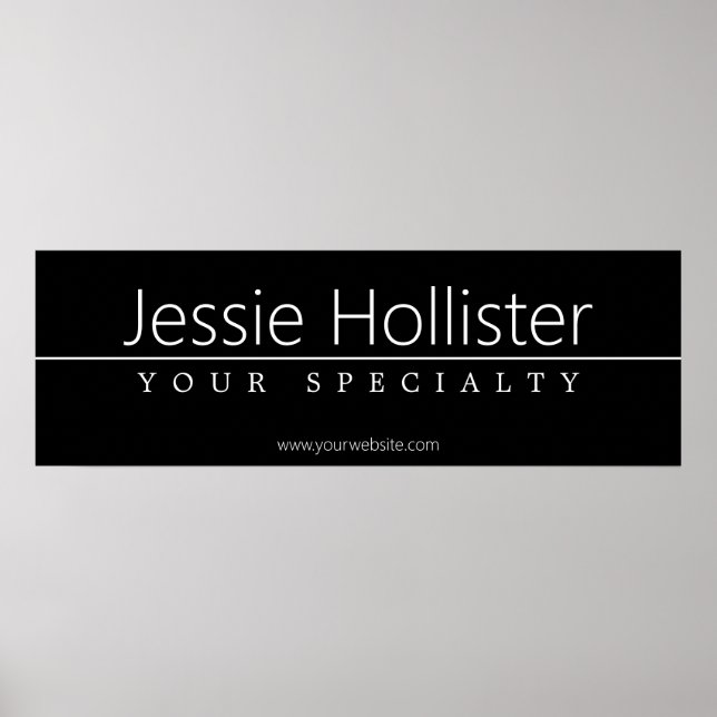 Póster Texto simple y clásico en blanco sobre negro (Frente)