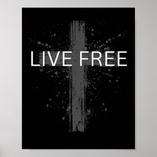 Póster Texto Vivo Cruz Cristiana Patriótica Bandera Fai