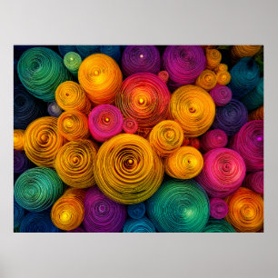 Póster Textura abstracta de círculos concéntricos multico