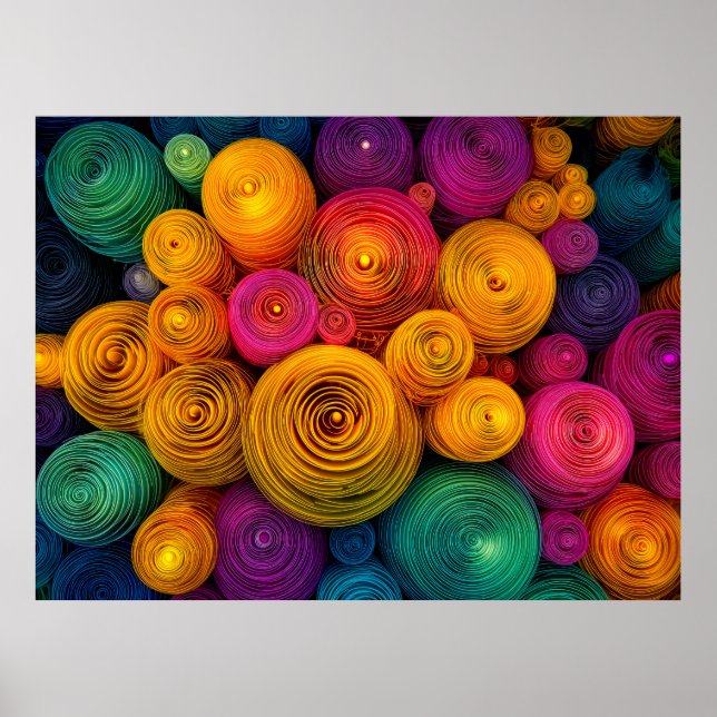 Póster Textura abstracta de círculos concéntricos multico (Frente)