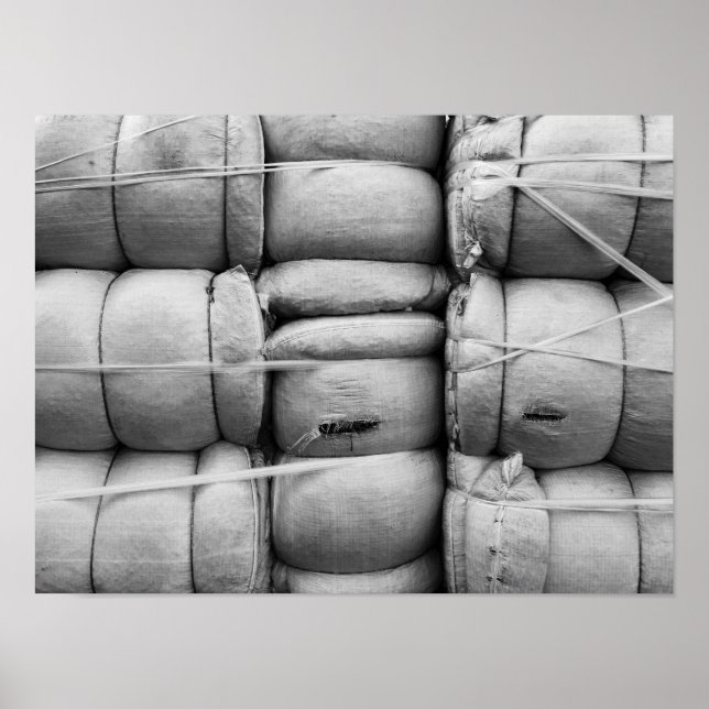 Póster Textura abstracta sacos en blanco y negro (Frente)