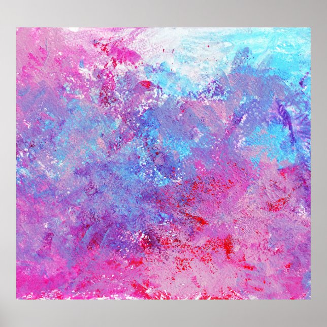 Póster Textura creativa rosa-azul, manchas de pintura. (Frente)
