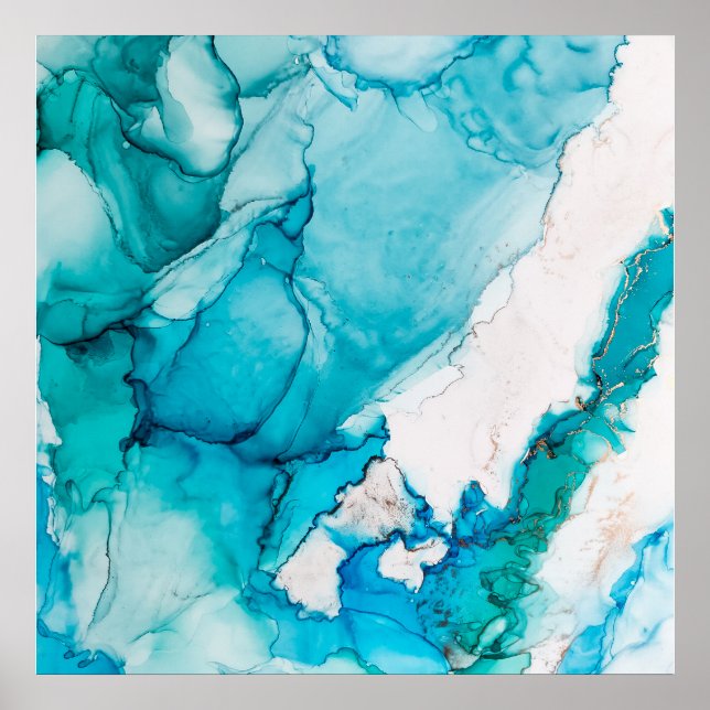 Póster Textura de Aqua con hilos de oro (Frente)