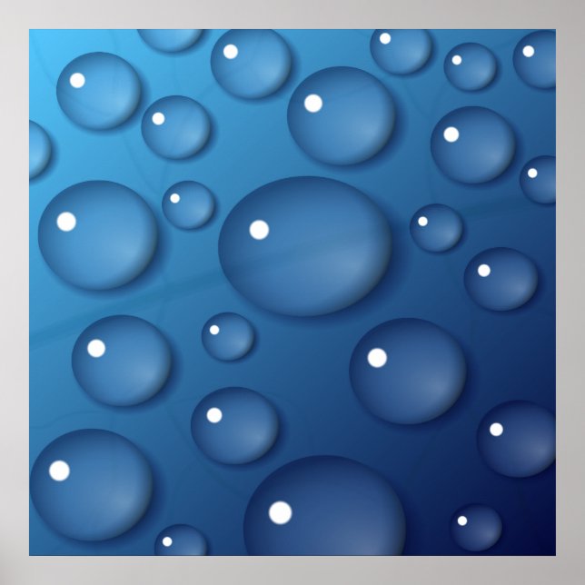 Póster Textura de caída de agua azul (Frente)