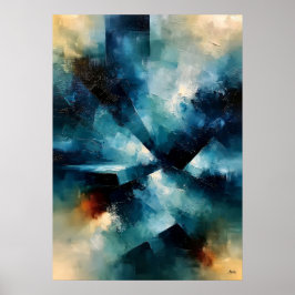 Póster Textura de convergencia azul Shibui inspirada en J