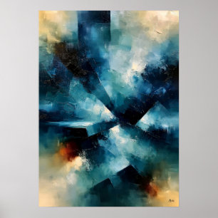 Póster Textura de convergencia azul Shibui inspirada en J