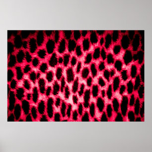 Póster Textura de cuero leopardo con colores negro y rojo
