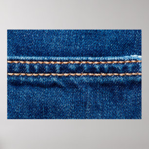 Póster Textura de denim azul con cierre de línea de costu