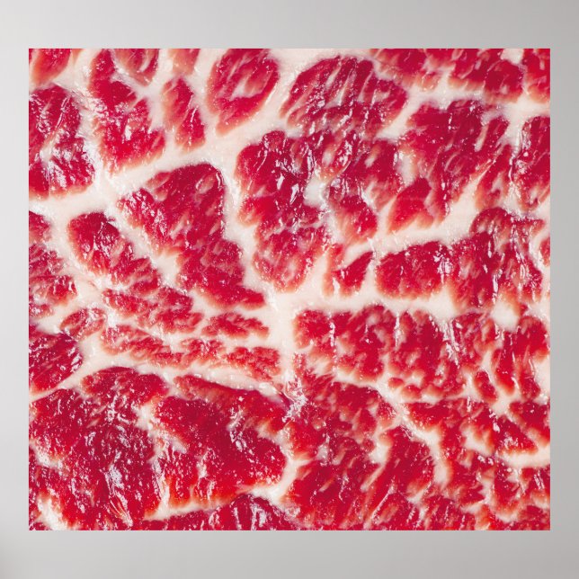 Póster Textura de filete de carne de ternera con marmol (Frente)