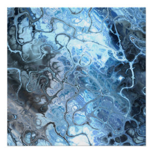 Póster Textura de fluido de hielo de mármol azul y gris a