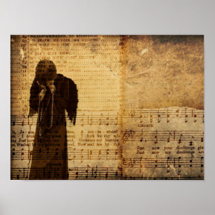 Póster Textura de la música de la hoja de sepia de Angel