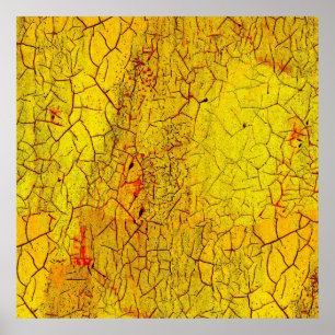 Póster Textura de la pintura amarilla antigua agrietada a