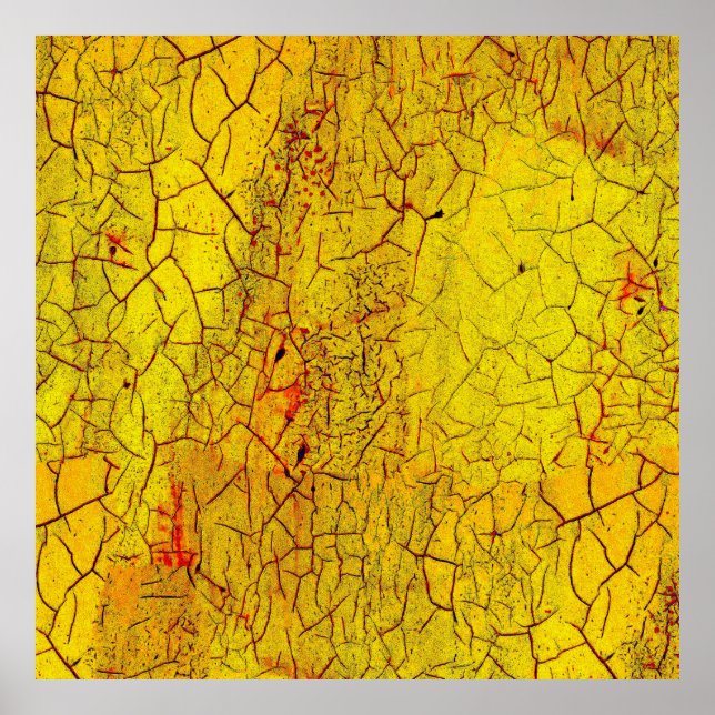 Póster Textura de la pintura amarilla antigua agrietada a (Frente)