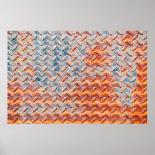 Póster Textura de malla metalizado oxidada. Closeup Rusty