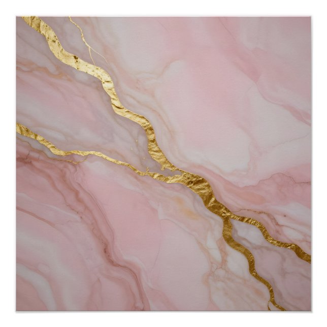 Póster Textura de mármol dorado y rosa (Anverso)