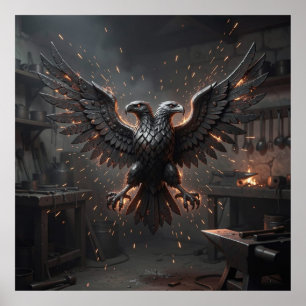 Póster Textura de metal pesado Águila Reliquia Blacksmith