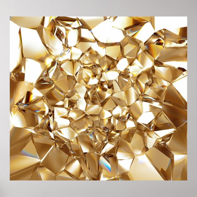 Póster Textura de oro de cristal abstracto en 3D. (Frente)