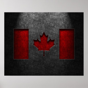Póster Textura de piedra de la bandera de Canadá