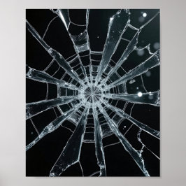 Póster Textura de vidrio abstracto destrozado Web rota Gr