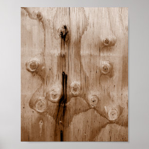 Póster Textura del nudo de cereal de madera Sepia de Guay
