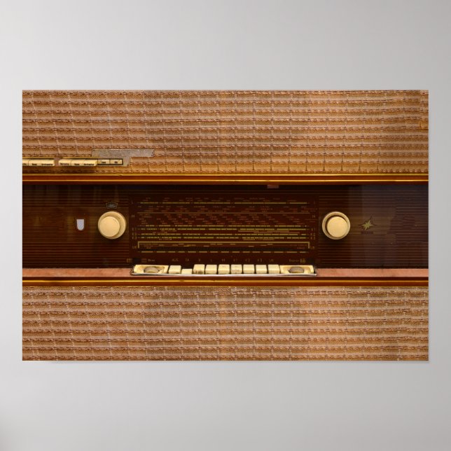 Póster textura del panel de sintonizador de música retro  (Frente)