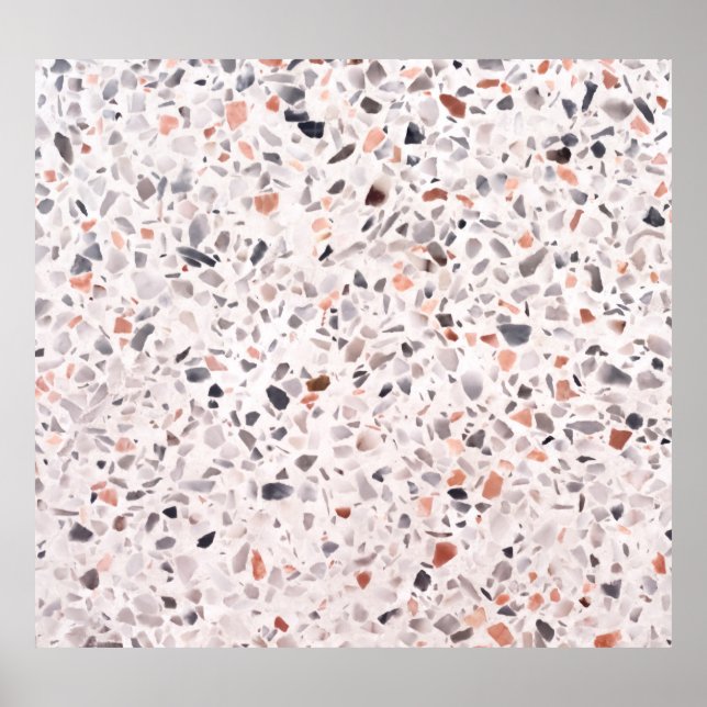 Póster Textura del terrazo antiguo, patrón de martillo. (Frente)