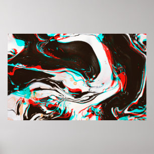 Póster Textura distorsionada y rayada del surf con tinta 