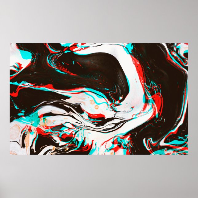 Póster Textura distorsionada y rayada del surf con tinta  (Frente)