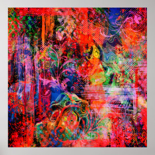 Póster Textura floral roja