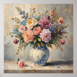 Póster Textura floral soñadora – Estilo de flor suave