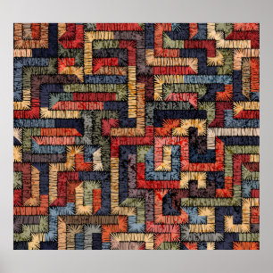 Póster Textura geométrica bordada, étnica