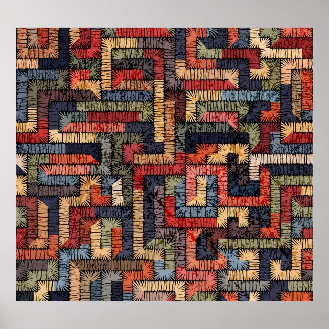 Póster Textura geométrica bordada, étnica (Frente)