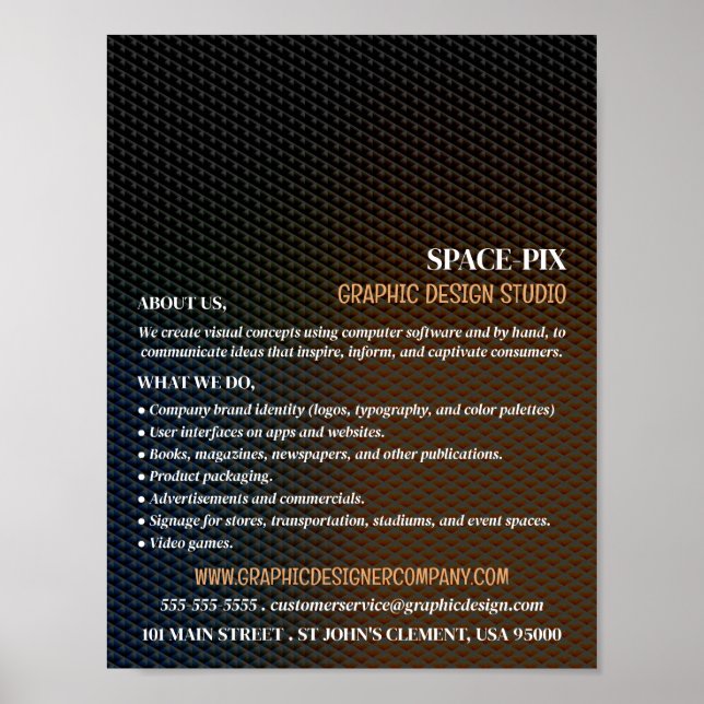 Póster Textura gráfica, publicidad del diseñador gráfico (Frente)