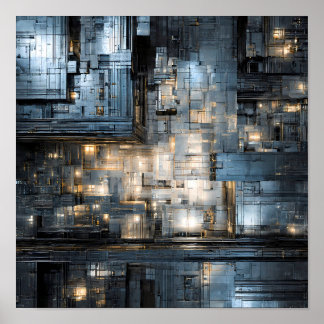 Póster Textura Industrial Oscura: Circuito Distópico