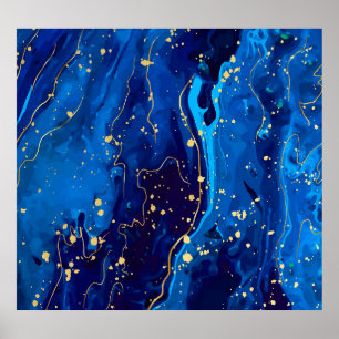Póster Textura lujosa de mármol de oro azul