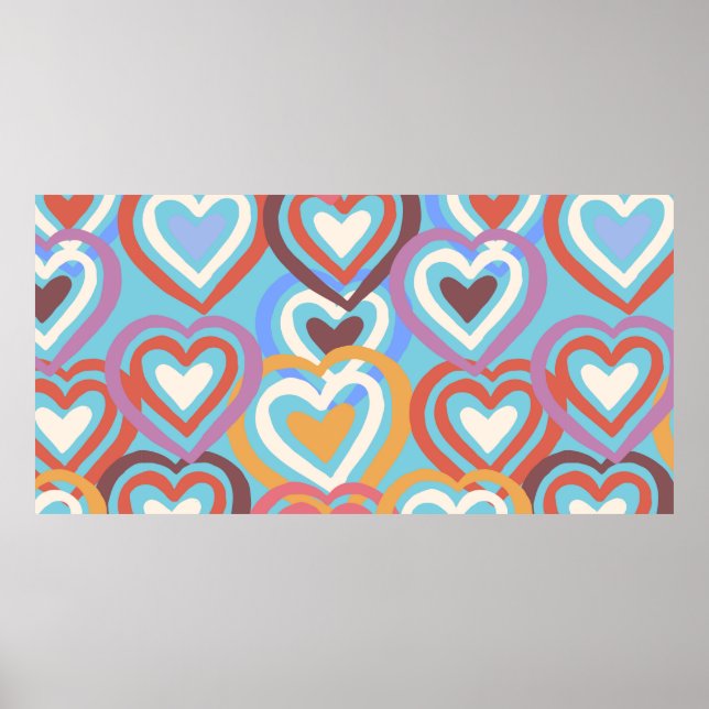 Póster Textura perfecta con corazones divertidos  (Frente)