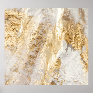Póster Textura pintada con pincel de oro blanco.