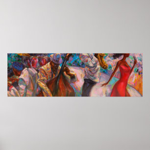 Póster textura, pintura al óleo, arte, jazz, blues, tradi
