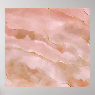 Póster Textura rosa de oro de mármol líquido