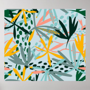 Póster Textura sin costura tropical con hojas de palma, r