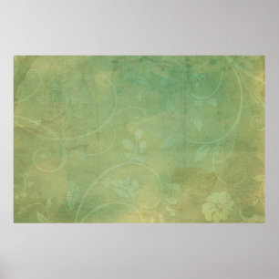 Póster Textura verde floreciente vintage