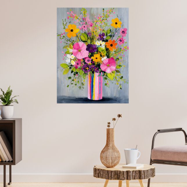 Póster Textured Flowers in a Vase (Salón 3)