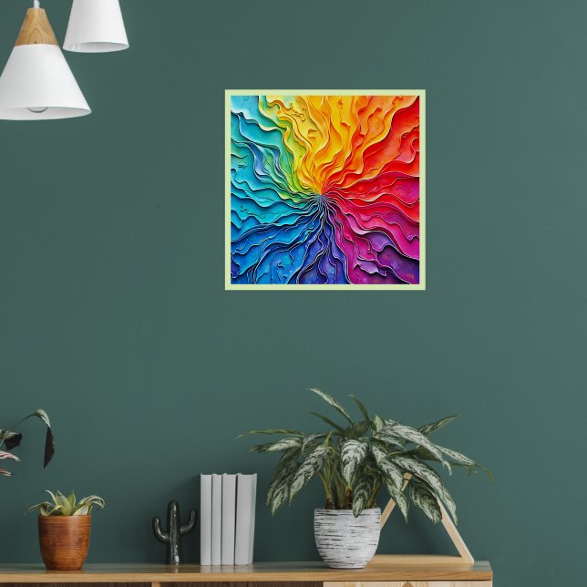 Póster Textured Rainbow Swirl Art (Salón 1)