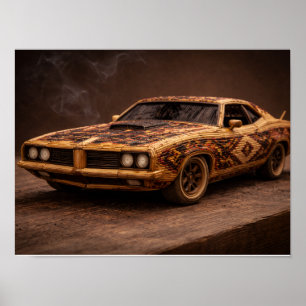 Póster Texturizado de Coche Musculoso Antiguo Fósf