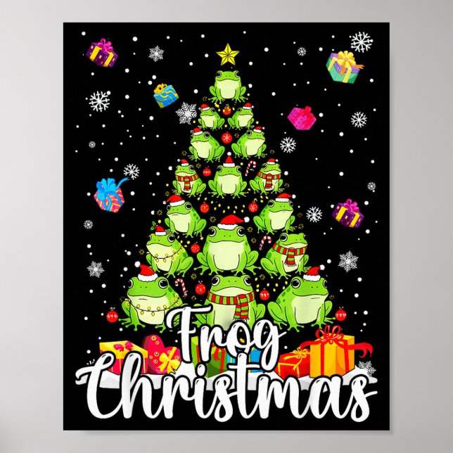 Póster Th Cute Frog Christmas Tree Pajama Matching Costum (Frente)
