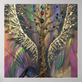 Póster Th Divine Tree Of Life celestial wings and jewels