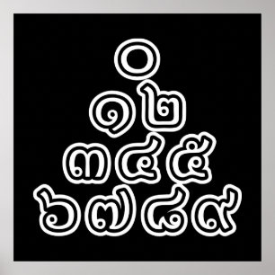Póster Thai Numbers Pyramid ♦ Thai Language Script ♦