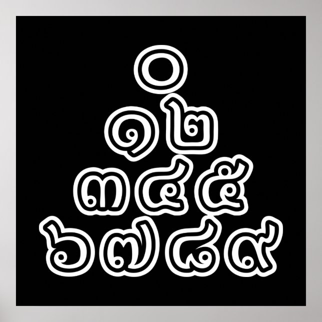 Póster Thai Numbers Pyramid ♦ Thai Language Script ♦ (Frente)